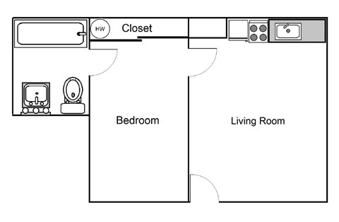 One Bedroom A at Cascade Vista, Portland, OR